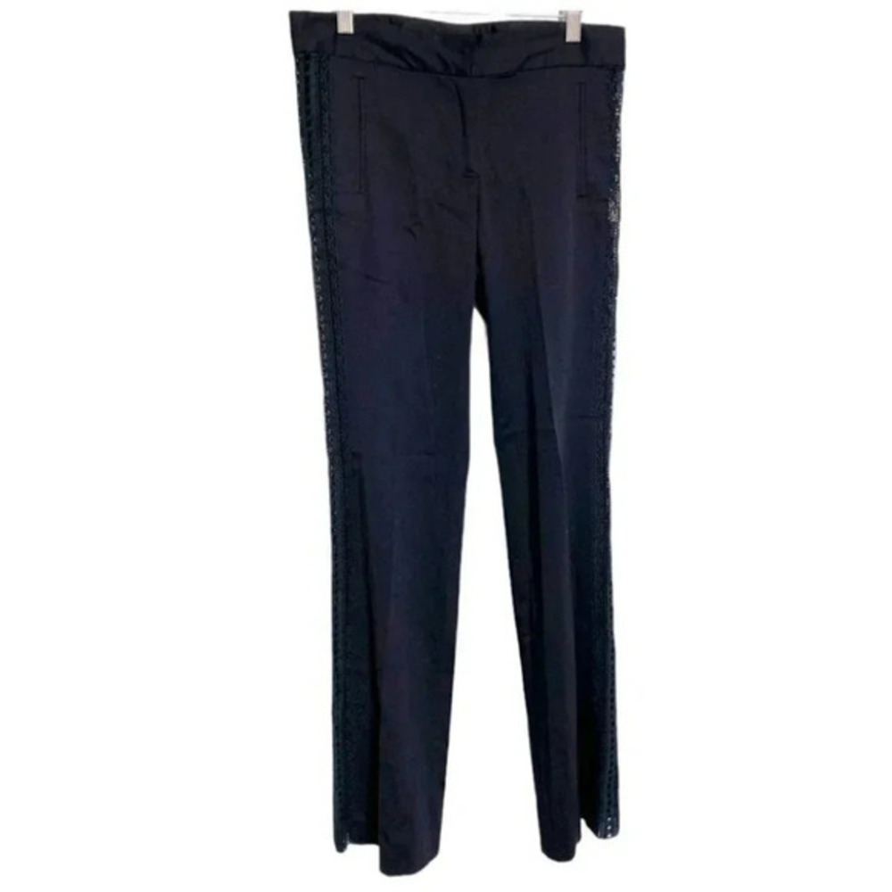 Catherine Malandrino 6 black crochet side pants